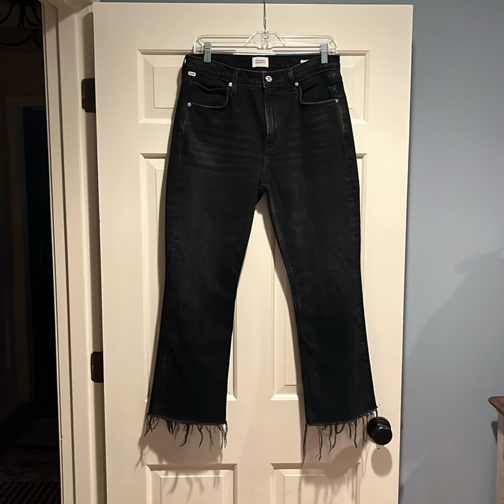 Citizens of Humanity black, mid-rise, cropped jeans.  29 inch waist